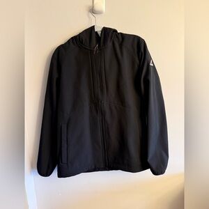 Hawke & Co Softshell Jacket Mens Medium Black Fleece Lined Hooded Full Zip